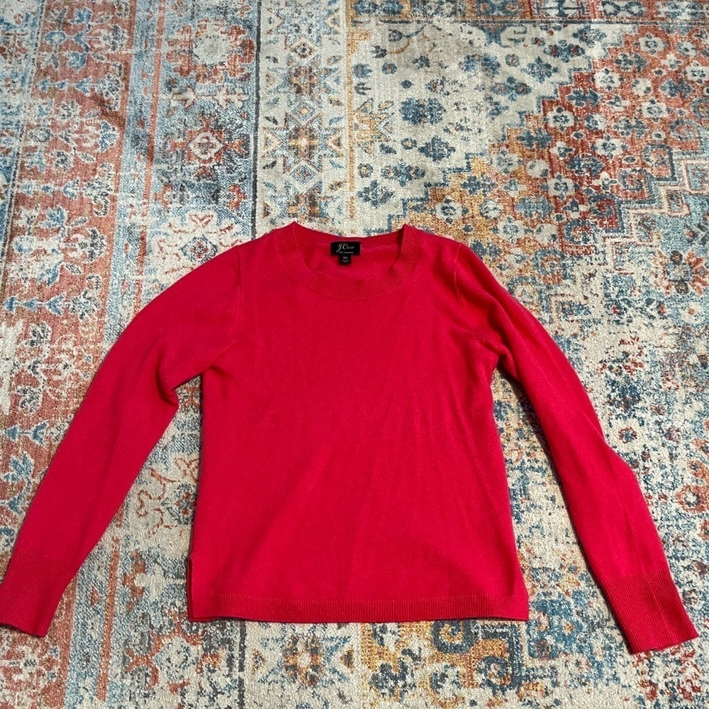 Jcrew bright pink 100% cashmere crewneck sweater